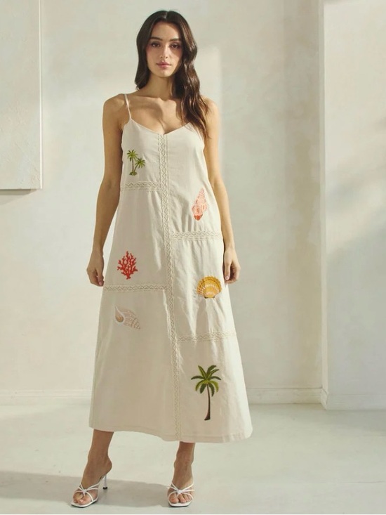 Able Dresses & Skirts - NWT cream color embroidered cotton tropical lace resort beachy summer dress Sz M